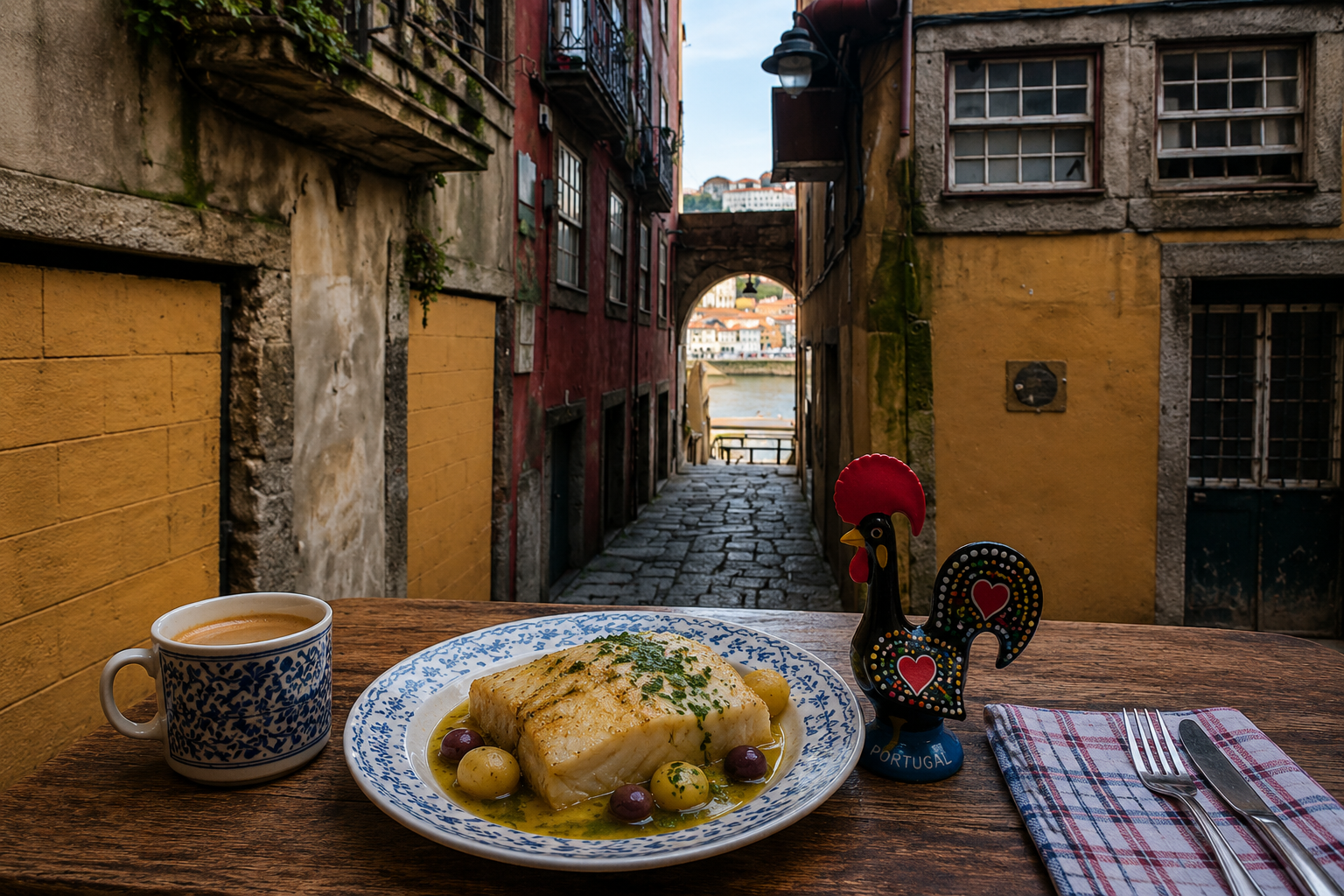 Porto – klimatyczna uliczka przy rzece Douro z portugalskim bacalhau i kawą